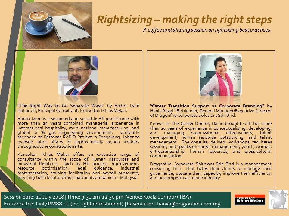 Rightsizing - making the right steps - Career Conversations with Hanie ...